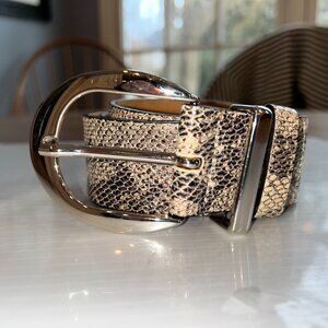 Streets Ahead Leather Belt, "Snakeskin" Grey, Size Large ,Silver Buckle